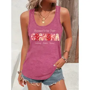 Women's Cozy Polyester-Rayon Tank Top Vest, Heartfelt Message for Grandma, Casual Holiday Style, Outdoor-Ready Fabric, Ideal Mother's Day Gift