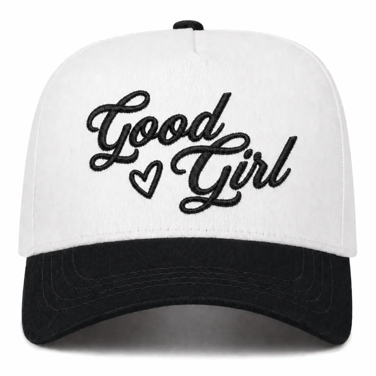 Good Girl Embroidered Baseball Cap, Trendy Feminine Outfit, Cute Girly Casual Style