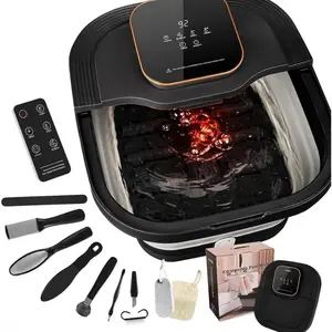 Collapsible Foot  Bath with Heat and Massage Roller, Bubble, Temperature Control, Remote Control, Foot Pedicure Kit, Pedicure Foot