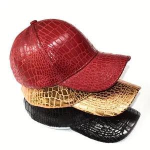 Classic Crocodile Pattern Embossed PU Leather Baseball Cap - Fashion Solid Color Sports Cap, Adjustable Lightweight Design for Men and Women