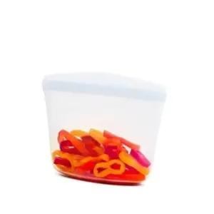 Premium Silicone Reusable Food Storage Bowl - 1 Cup - Mystery Color(Clear/Blue)