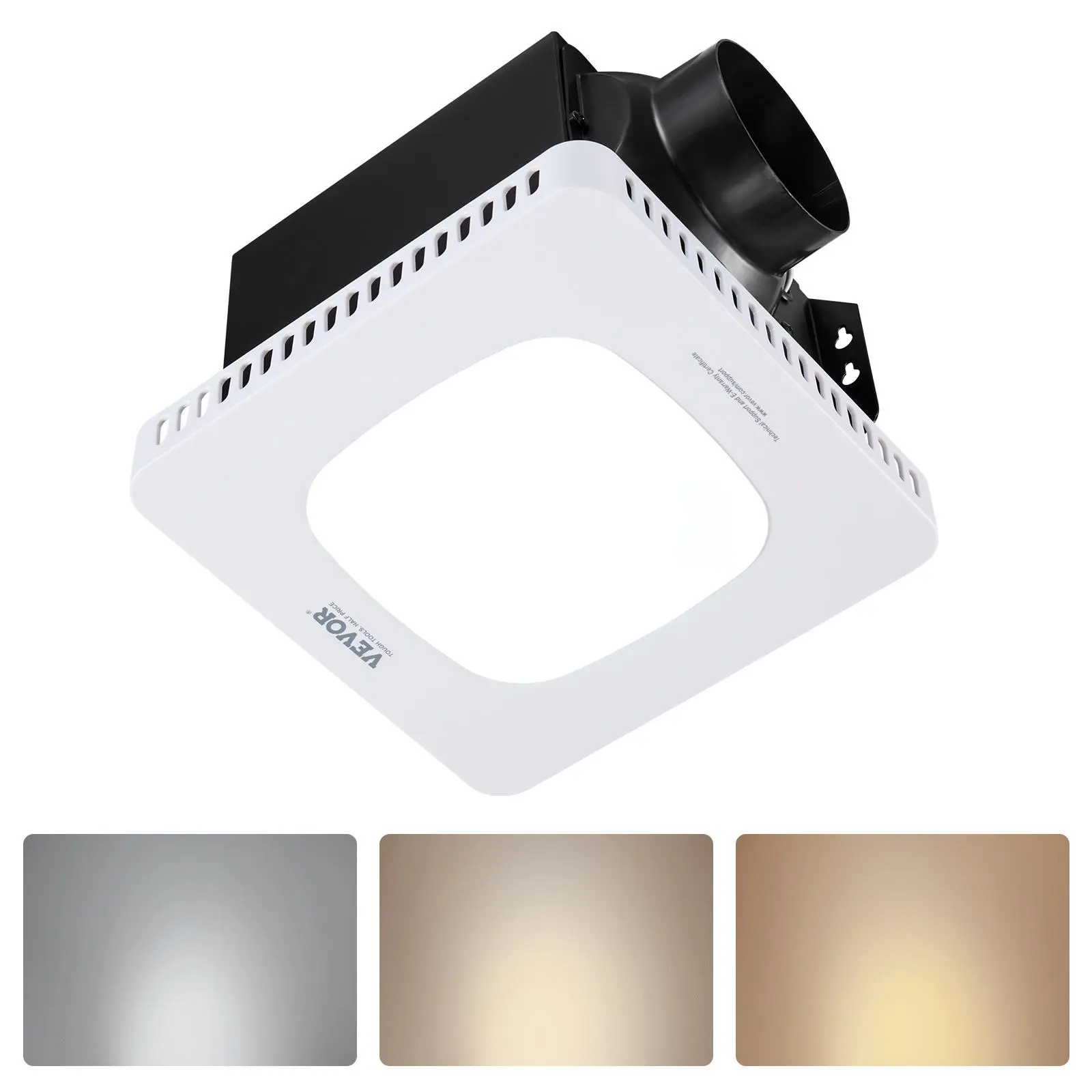 【SummerFinds】VEVOR Bathroom Exhaust Fan with LED Light, 130 CFM Bathroom Vent Three Gear Color Temp, 1.5 Sones Low-Noise, Premium AC Motor Ceiling Fan for Laundry Room, Storage Room, Home Ventilation, White