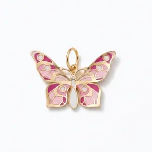 Butterfly Charm with Pink and White Enamel Design perfect for all occasions