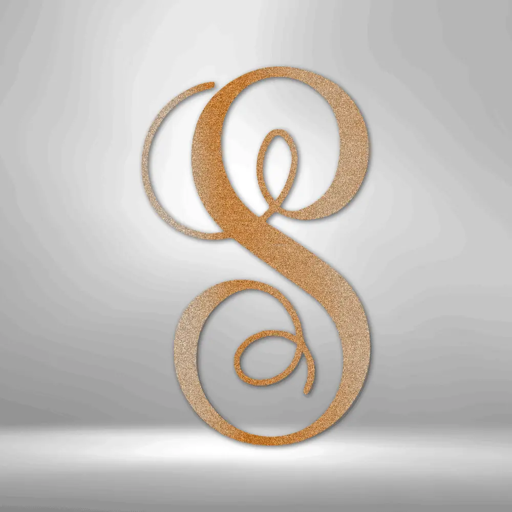 Fancy Initial Monogram Metal Sign - Elegant Single Letter Custom Home Decor - Steel Sign
