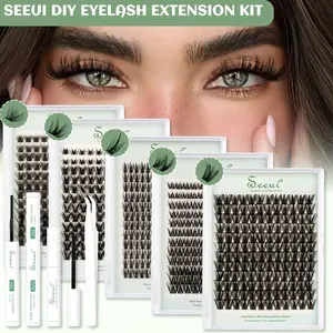 DIY Fairy Cluster Lash Set, Mixed Styles and Lengths, Manga/Wispy/Fairy/Volume/Spike Lash Kit, Natural Look Charming Individual Lash Kit, Soft Comfort Bands, Includes Bond&Seal &Remove&Eyelash Tweezers, Makeup