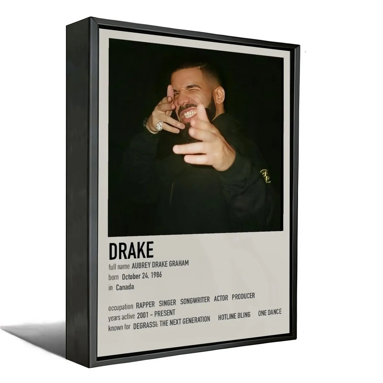 Drake Rapper Profile Portrait Canvas Wall Art, Minimalist Framed Poster, Modern Home Decor Gift Idea for Hip Hop Music Fans, Farmhouse Bedroom Gaming Room Decor, Decoration, Hip Hop Artist