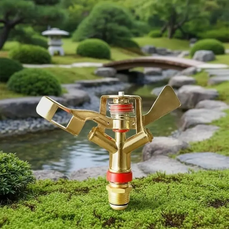 4-point alloy rocker arm sprinkler head, adjustable rotating spray for water-saving, suitable for orchards, lawns, tea gardens, and landscaping irrigation, alloy, rust-resistant, pressure-resistant, and durable, wide-coverage irrigation accessory