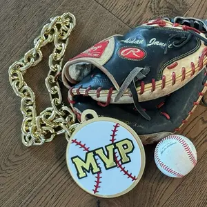 Custom Spirit Chains – Team Hype Accessories with Baseball Glove, "MVP" Logo, and Baseball Pendant