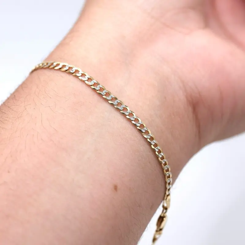 14KT Gold 3.5mm Diamond Cut Bracelet- Solid