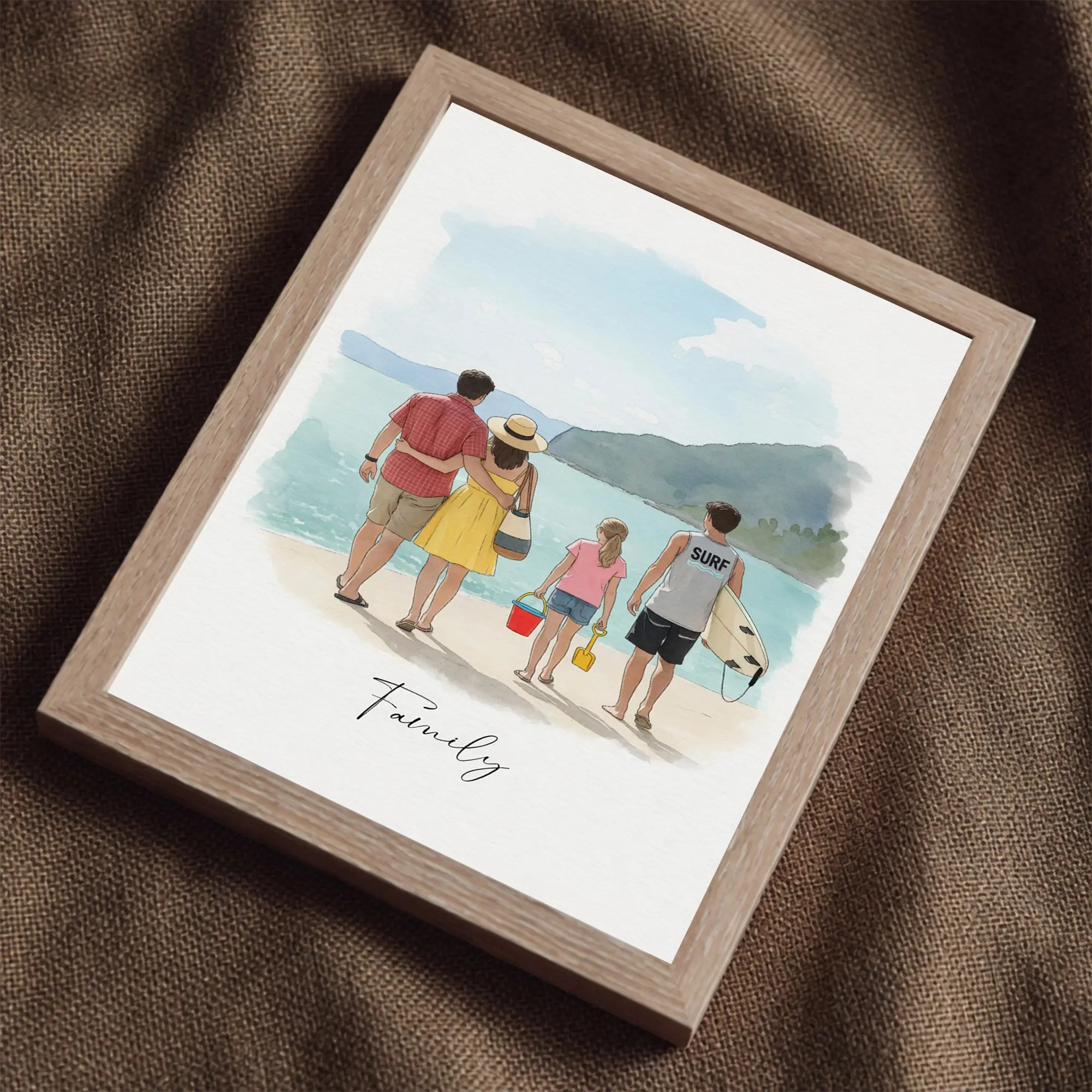 Custom Hand-Drawn Portrait From Photo, Personalized Watercolor Family Painting, Custom Couple & Family Gift, No Frame (Send Photo to Shop)