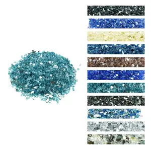 VEVOR Aqua Blue Tempered Glass, 20 lbs/9 kg Outdoor Heat-Resistant 0.5-in/12.7 mm Reflective Glow Smoke-Free Firepit Rocks, High-Luster Landscaping Stones for Fire Pit Table
