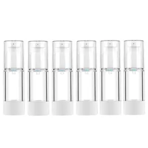 1 Oz 30ml Clear Airless Cosmetic Cream Pump Bottle Travel Size Dispenser Refillable Containers/Foundation Travel Pump Bottle for Shampoo (Pack of 6)
