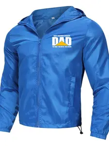 Men’s Construction Dad Jacket, Hooded Raincoat, Trendy Workwear, Father’s Day Essential, Slim-Fitting, All Seasons