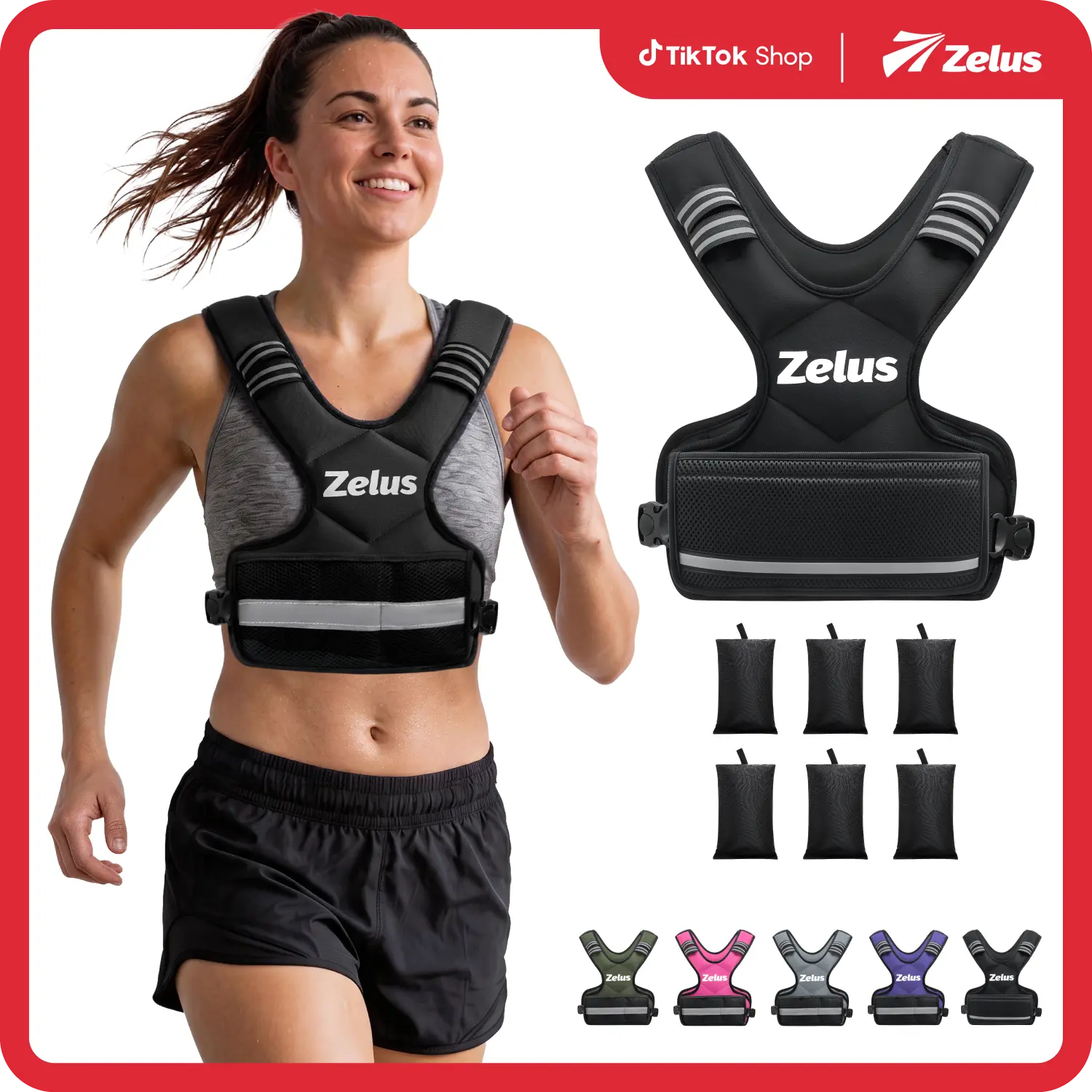 【SummerFinds】ZELUS Adjustable Weighted Vests,4-10lbs/11-20lbs/20-32lbs Adjustable Workout Weighted Vest with 6 Ironsand Weights for Men&Women:Motivational Walking, Running, Rucking, Strength Training #TikTokShopDealsforYouDays #SummerWins