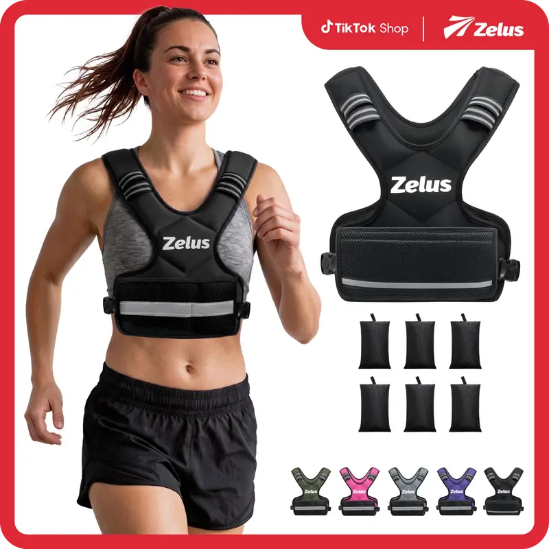 ZELUS Adjustable Weighted Vests,4-10lbs/11-20lbs/20-32lbs Adjustable Workout Weighted Vest with 6 Ironsand Weights for Men&Women:Motivational Walking, Running, Rucking, Strength Training|#TikTokShopFallDealsForYou