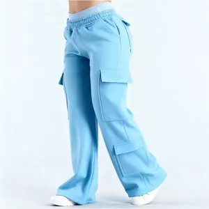 Women's Elastic Waist Cargo Joggers, Loose Fit Casual Pants with Side Pockets, Streetwear Style Sweatpants for All Seasons