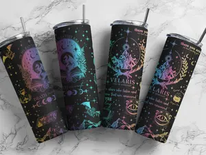 Fantasy Era Tumbler 20oz and 40oz Velaris City of Starlight Gradient Cup with Lid and Straw, Magical Aesthetic Drinkware for Fantasy Romance Book Lovers and Gift