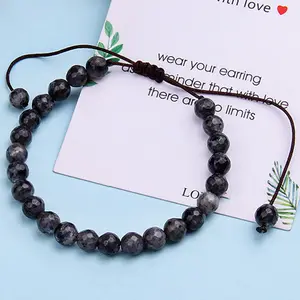 labradorite Bracelet - 6mm Handmade Natural Gemstone Adjustable Bracelet- Healing Gemstone Bracelet