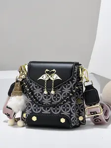 Women's Fashion Mini Phone Bag, Lightweight Durable Small Backpack, Textile Print, Adjustable Shoulder Straps, Daily Use & Commute