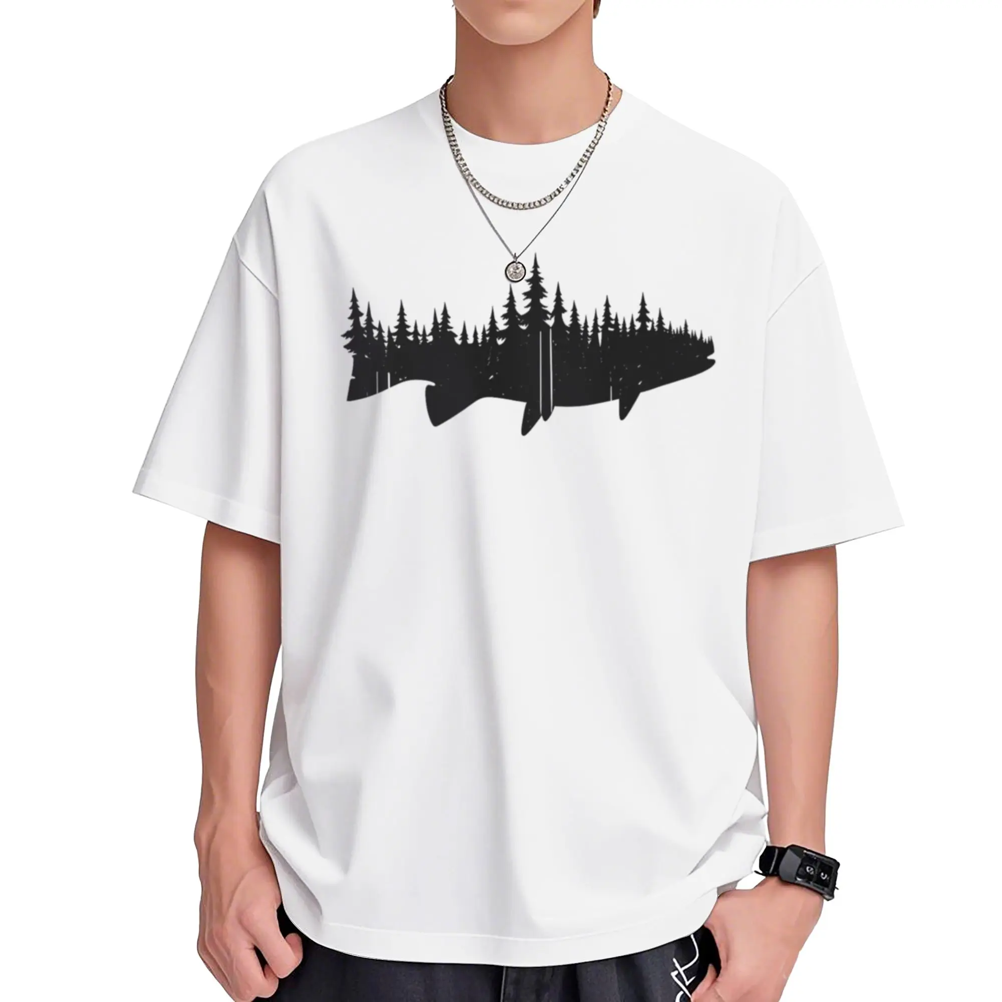 European and American Fashion Forest Tree Outdoor Men's T-Shirt