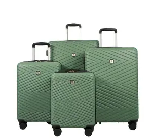 4 Piece Hardshell Luggage Set Hardside Lightweight Suitcase with TSA Lock Spinner Wheels.(Dark green)
