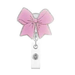 Cute Bowknot Design Badge Holder, Retractable Badge Reel, Creative Badge Holder for Students, Nurses, Teachers, Badge Reels Retractable