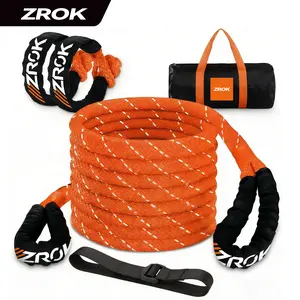 ZROK Kinetic Recovery , 48000lbs Snatch Strap, Heavy Duty Stretch Nylon Towing  with 2pcs Soft Shackles for Offroad Vehicle, SUV, ATV, Tractor Elastic  Kit Tow Rope