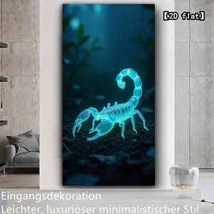 2D fiat glowing scorpion night scene, frameless wall decoration, canvas painting, suitable for indoor/outdoor home decoration for living room, office, bathroom, bar, cafe, gym, presenting a fashionable and artistic effect