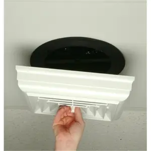 212 MAIN Quick Connect Square Ceiling Diffuser - HT-CCGB-S1BD, Paintable White, 8 in. Boot, Butterfly Damper, Capital Crown Design