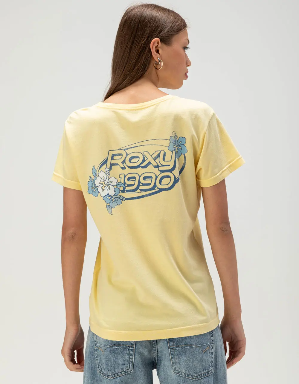ROXY Y2K Hibiscus Womens Boyfriend Tee