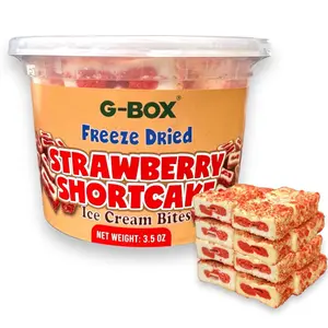 G-BOX Freeze Dried Ice Cream| Crunch Strawberry Shortcake Ice Cream Bites - Perfect for Camping, Outdoor, and Party - Air-tight Sealed in a Deli Container (3.5 OZ Strawberry Shortcake)