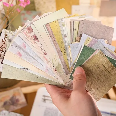 Random Vintage Material Paper (60 Sheets/pack), Multipurpose Scrapbooking & Journal Making Material Paper, DIY Decorative Paper for Scrapbooking & Journal Making, Scrapbook Page, DIY Craft Paper