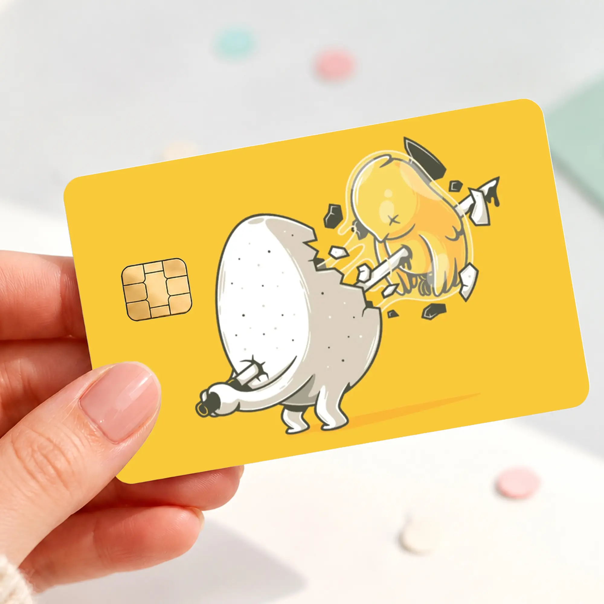 Funny Broken Egg Credit Card Skin, Cute Cartoon Card Sticker