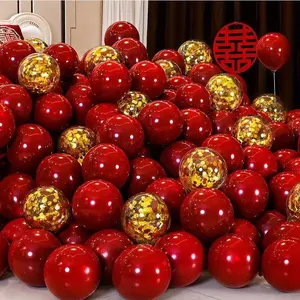 25pcs Thickened Explosion-Proof Dual-Layer and Gold Balloons Set, Five Color Confetti Balloon Arch for Valentine's Day Decorations