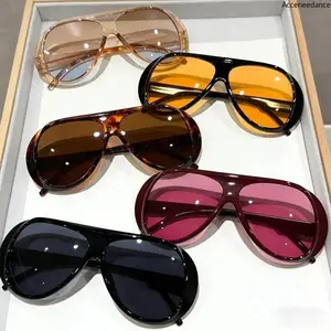 5 Pairs Women Sunglasses Y2K Style Plastic Frames Multi Colors Fashion Accessories for Beach Driving Night Out Streetwear, Unisex Fashionable Glasses