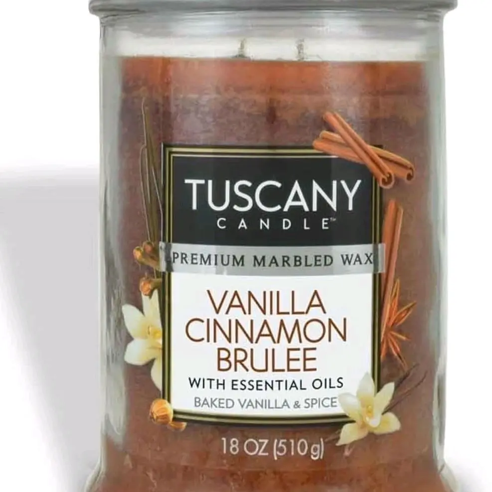 Tuscany Candle - 18 oz (510g) Vanilla Cinnamon Brulée Scented Candle, Essential Oil Infused Mood, Antistress, Healing Aromatherapy Health Decoration Piece, Scented Candles, Vanilla Candles