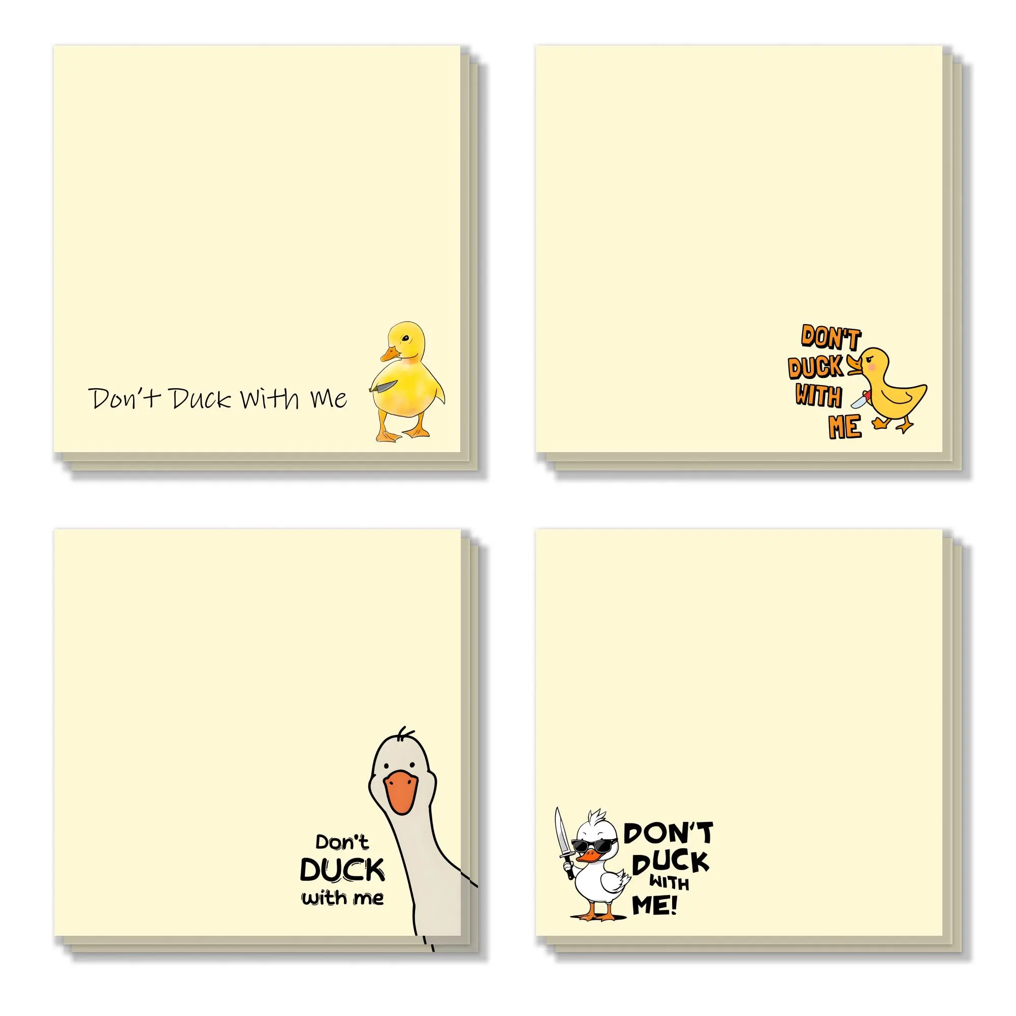 Funny Duck Pattern Sticky Note (4 Counts), Cute Cartoon Sticky Note ...