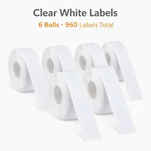 6 Rolls Refill Paper for D30/L11/L13 Label Maker 960 Pcs Self-Adhesive White Stickers Organization Labeling Tape Compatible with iEager L11 L13 Phomemo D30