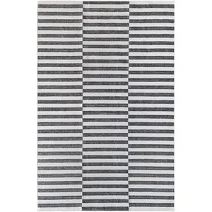 Melva Black & White Striped Area Rug