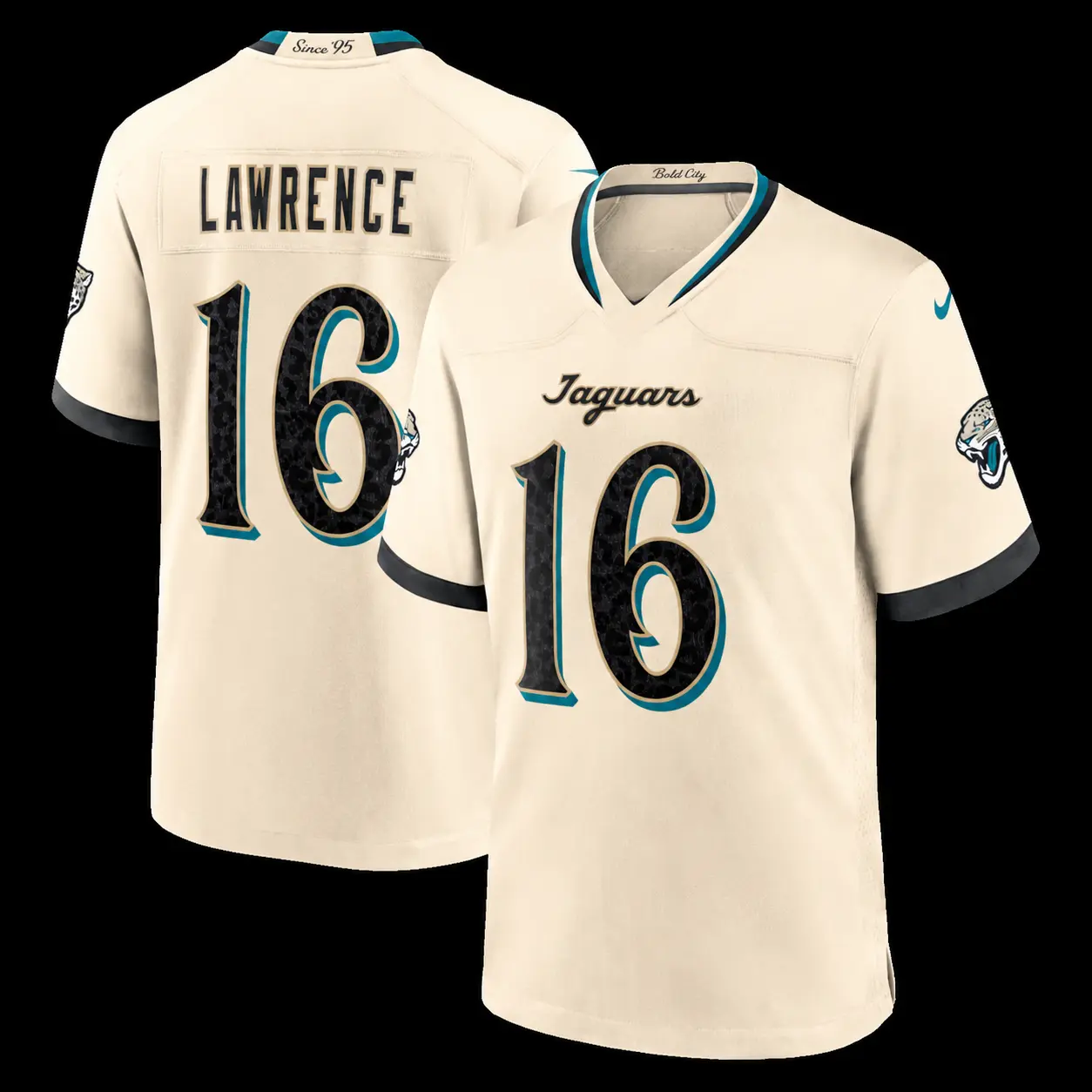 Men’s Jacksonville Jaguars Trevor Lawrence Natural Football Jersey with Chest Logo, Classic Legacy Sports Shirt, Custom Name & Number