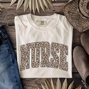 Comfort Colors retro leopard nurse T-shirt, soft and comfy RN shirt perfect for registered nurses, nursing school students, and thoughtful nurse gifts.