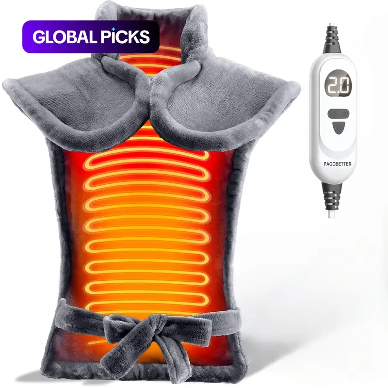 Large Electric Heating Pad for Back, Neck and Shoulders, 26"x35" Soft Flannel Heating Pad with Adjustable Strap, Fast Heating, 6 Heat Settings, Auto Shut-Off, Machine Washable, UL Certified, Birthday Gifts for Women Men Mom Dad Elderly #GLOBAL PICKS
