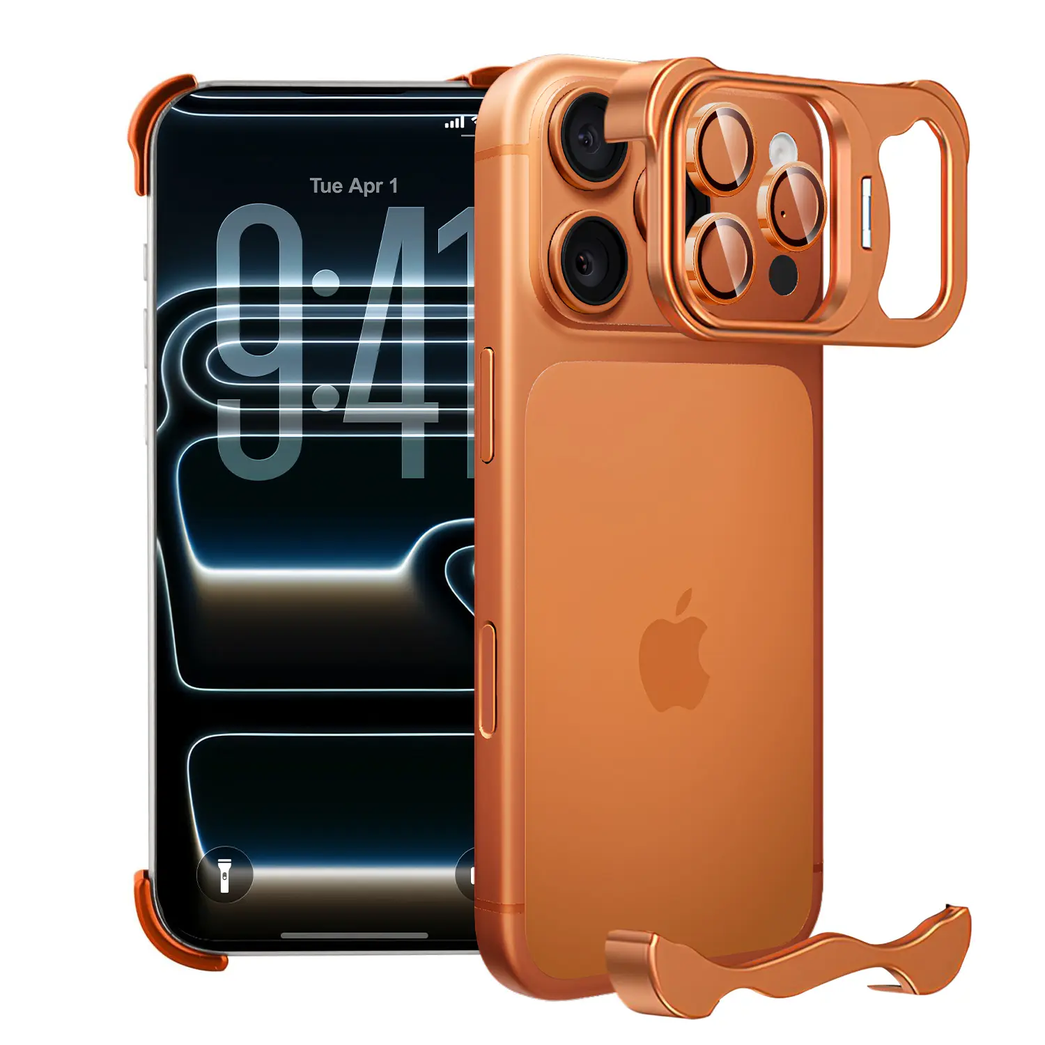 ISEMENA MagSafe Frameless Phone Case with Camera Lens Protector for iPhone 17 Pro Max/16 Pro/17 Air/15 14 13,Aluminum Metal Frameless Design Ultra Thin-Slim Lightweight Shockproof Bumper Case for Women Men
