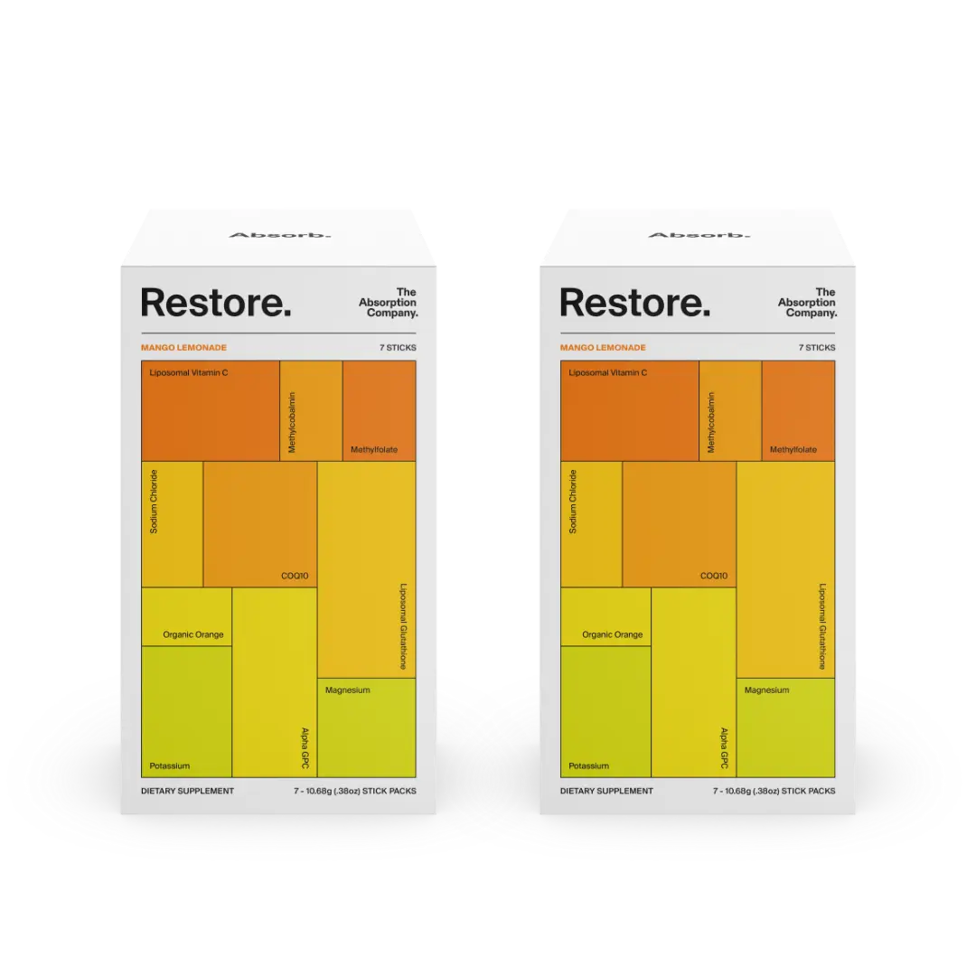 Restore Zero Sugar Electrolyte Drink Mix Sticks with Liposomal Glutathione,  Vitamin C, Methylated B Vitamins & CoQ10  Instant Hydration for Post- Workout & Hangover Recovery  Mango Lemonade - TikTok Shop
