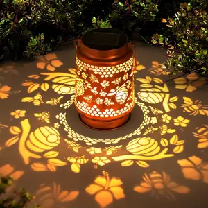 Solar Lanterns Outdoor Garden Decor, Gifts for Women, Mom, Grandma, Birthday, Thanksgiving, Decorative Waterproof Hanging Metal LED Light for Yard, Patio, Lawn, Landscape, Backyard (Bee)