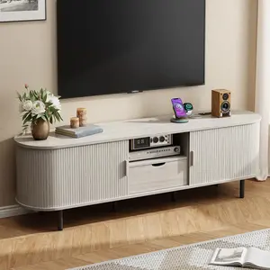 Tv Stand With Storage And Shelves Designed To Fit 55'' - 80'' Tvs Wood Entertainment Center For Living Room And Bedroom Modern Media Console Tv Console Table