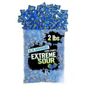 WARHEADS Blue Raspberry Extreme Sour Hard Candy – 2 lb Bulk Bag of Individually Wrapped Fruit-Flavored Sweets for Parties, Events, Candy Buffets, Trick-or-Treating, Sour Candy Challenges, Snack Time, Celebrations & Gifting – Tangy Bonbon Treats
