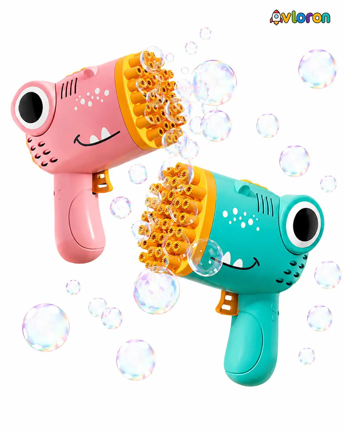 Avloron 40-Hole Dinosaur Bubble Machine Gun with Automatic Bubble Blasting – Outdoor Bubble Toy for Parties, Weddings & Kids Ages 3+