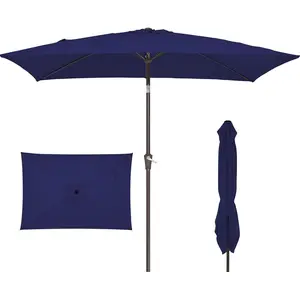 GarveeLife 10Ft Rectangular Patio Umbrella, Table Market Umbrella with Tilt and Crank, Outdoor Umbrella for Garden, Deck, Backyard, Pool and Beach