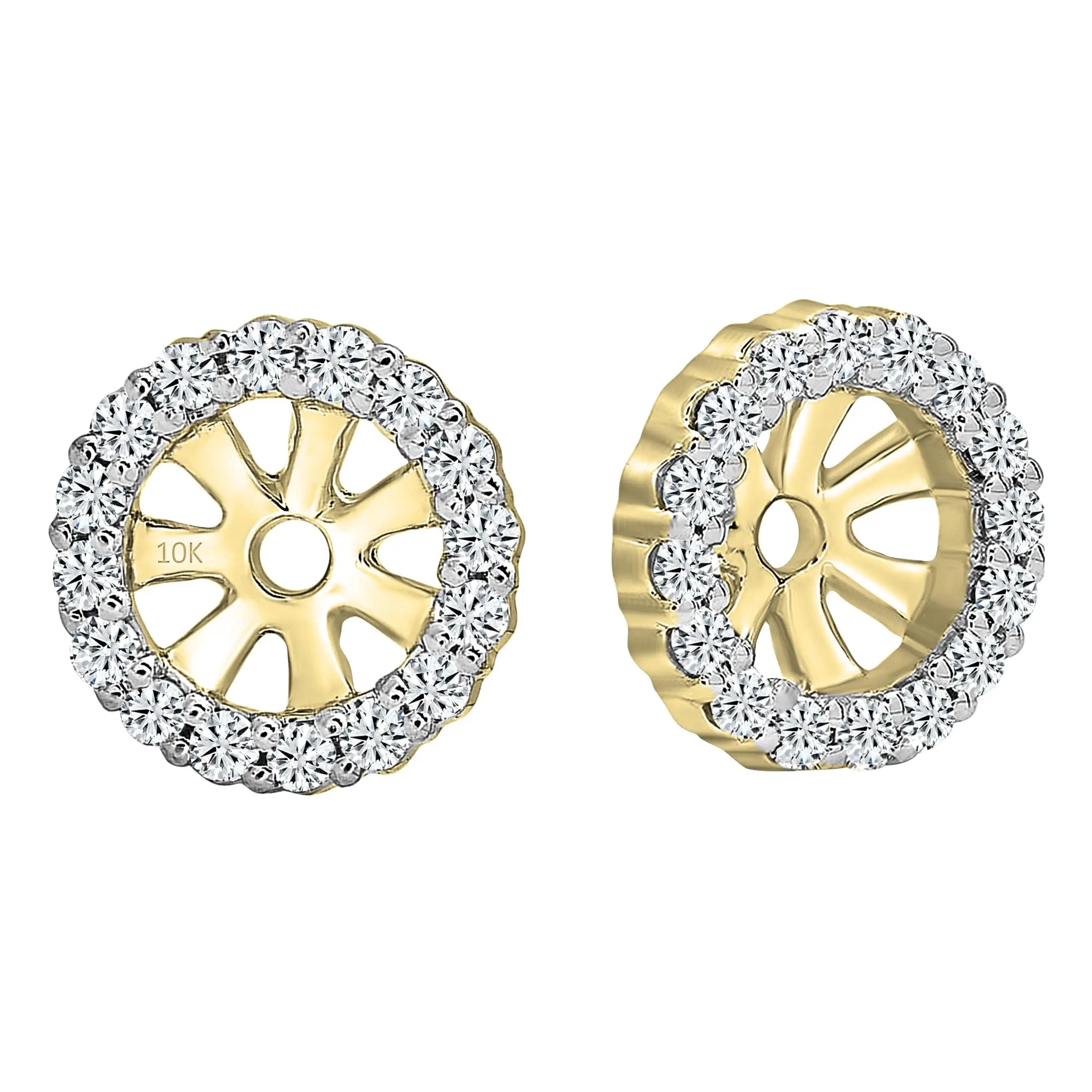 Dazzlingrock Collection 0.18 Cttw Round White Diamond Halo Removable Earring Jackets for Women in 10K Solid Yellow Gold